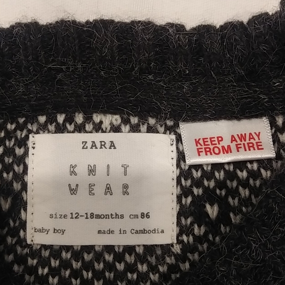 Zara Gray and White Polar Bear Sweater Size 12-18M - Picture 7 of 11